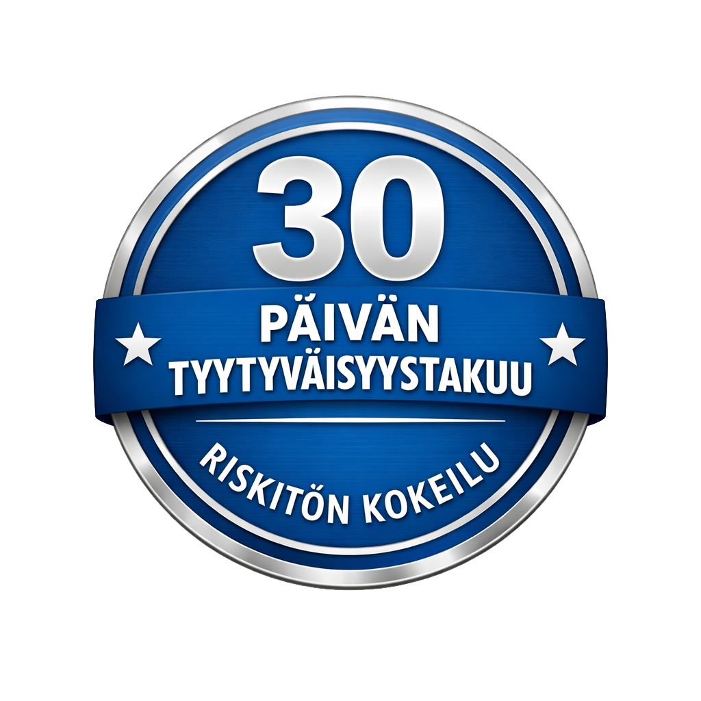 30 päivän rahat takaisin -takuu – riskitön kokeilu